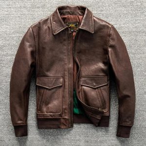 Head Layer Mixed Sheepskin Leather Jacket Men's G1 Flight Suit Short Slim Fit