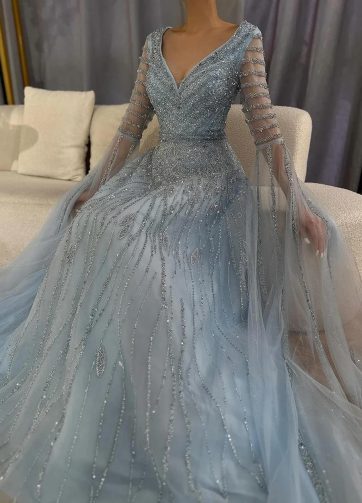 SERENE HILL Customized 2025 Arabic Caramel  A-Line Beaded Long Evening Dress Gow