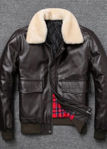 Air Force Flight Jacket Fur Collar Genuine Top Layer Cow Leather Jacket Men