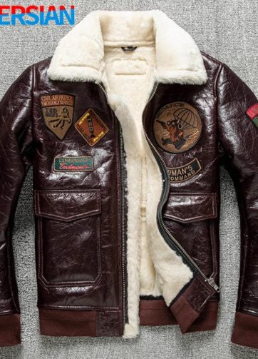 Men's Winter Leather Jacket with Inner Embroidery, Leather Slim Fit Thermal Jack
