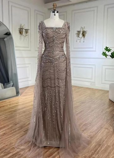 SERENE HILL Customized Dubai Caramel Luxury Beaded Mermaid Evening Dress 2025 Ca
