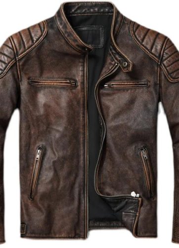 Vintage Black Brown Real Cowhide Genuine Leather Jacket Real Fur Men's Leather