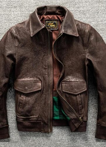 G1 Flight Suit Mixed with Goat Leather and Leather Jacket for Men, Short