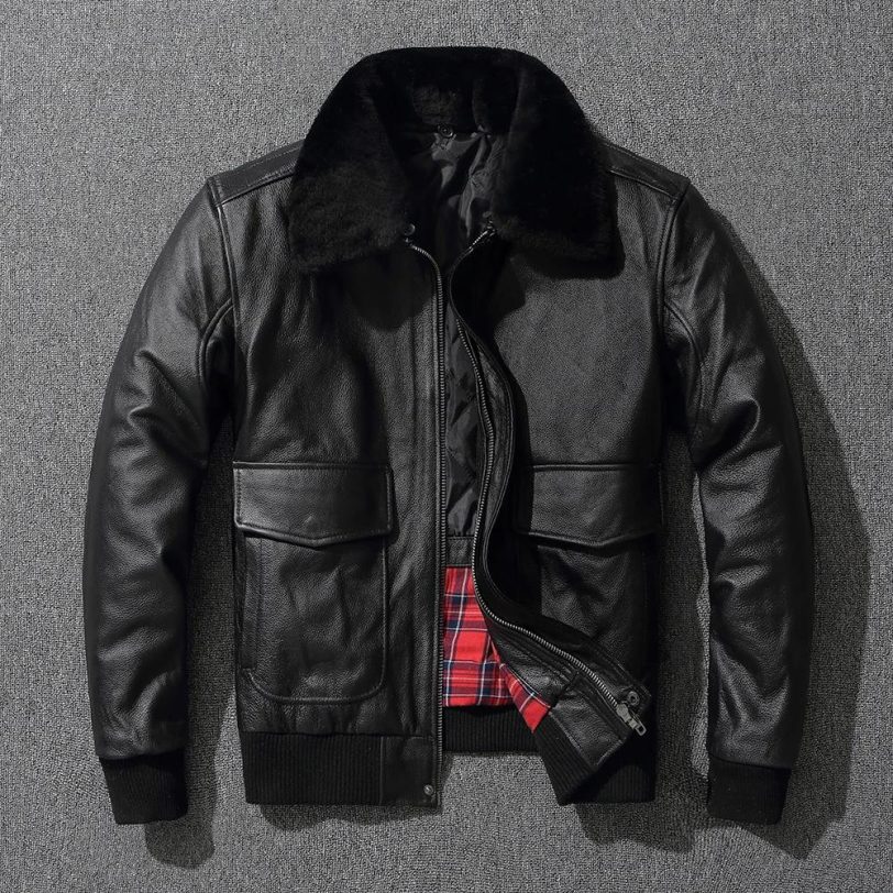 Air Force Flight Jacket Fur Collar Genuine Leather Top Layer Cowhide Leather