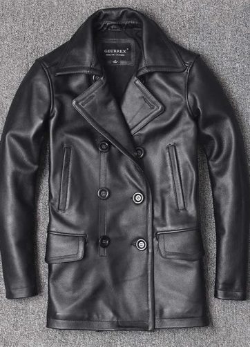 Genuine Leather Jacket Men's Top Layer Cowhide Jacket Mid-Length Men's Lapel