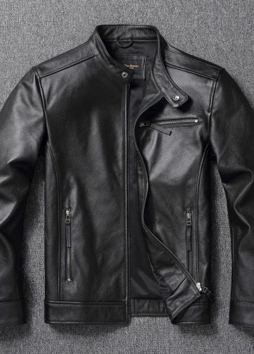 New Spring and Autumn Top Layer Cowhide Plus Size Leather Jacket High Quality