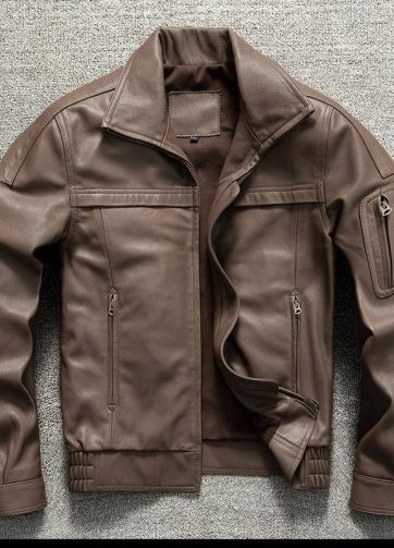 Top Layer Goat Skin Leather Jacket Men's 02 Flight Suit Lapel Short Plus Size