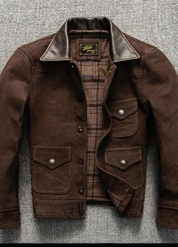 Uncoated Top Layer Sheepskin Leather Jacket Men's Classic Vintage Short Style