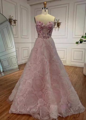 Luxury Floral Appliques A Line Spaghetti Strap Pink Prom Dress 2025 Serene Hill