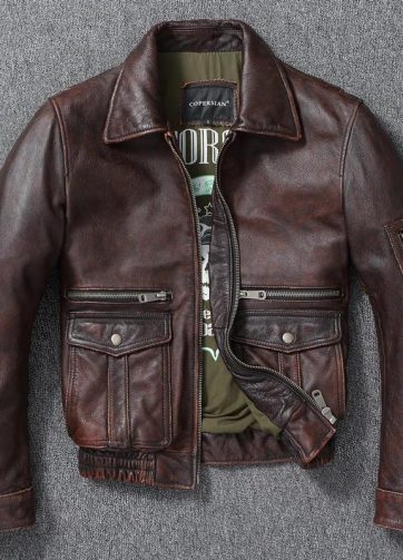 Men Corium  Air force Flight Jacket High Quality Vintage Distressed Top Layer