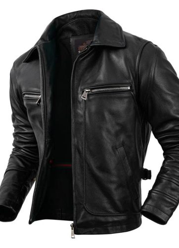 Pure Top Layer Cowhide Genuine Leather Jacket Men's Slim Fit  Lapel Motorcycle