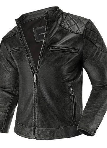 Retro Leather Jacket Motorcycle Riding Suit Men's Biker Jacket Stand Collar