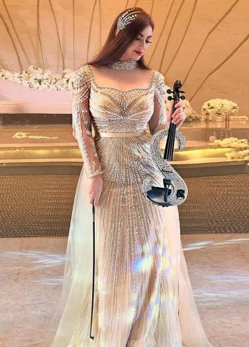 SERENE HILL Customized Nude Muslim Mermaid Elegant Evening Dress Gown 2025 Beade