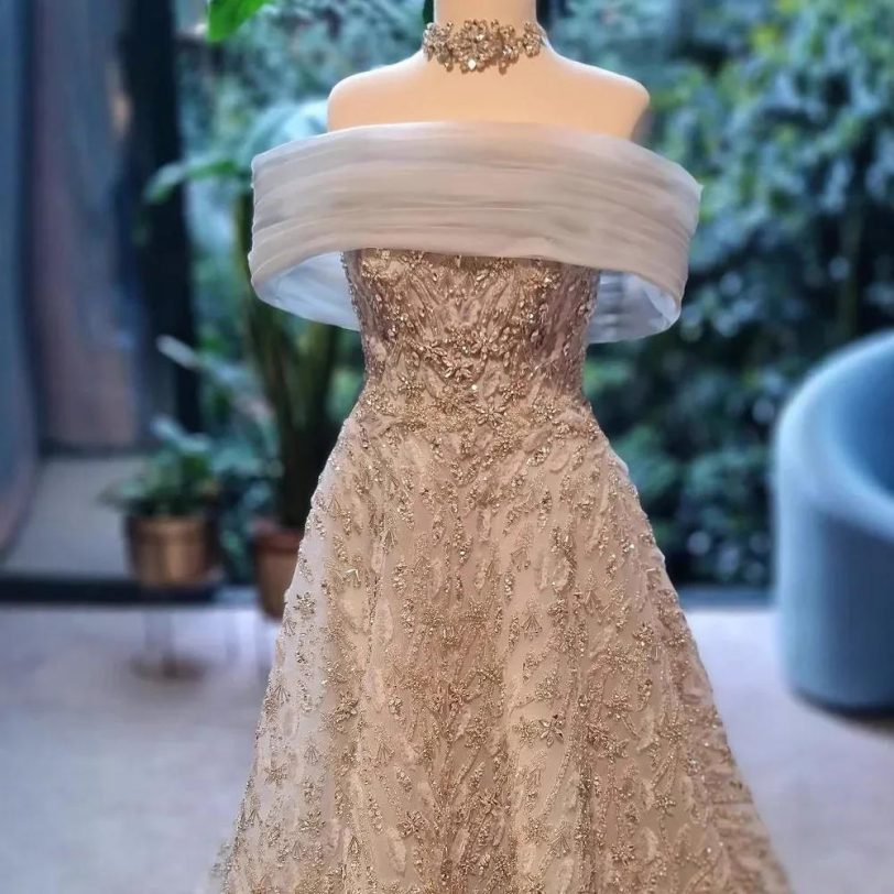 Luxury Glamorous Gray SliverOff Pink Mermaid Evening Dress with Big Bow Backless - 图片 2