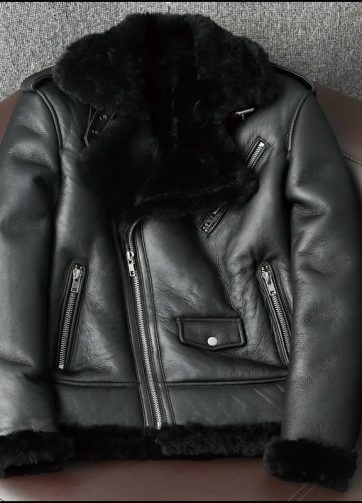 New Men's Winter Oblique Zipper Fur Conjoined Men's Leather Jacket Fur Lape
