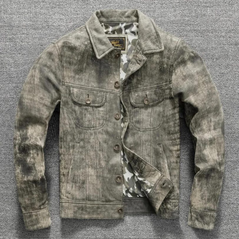 2025 New Leather Jacket Top Layer 100% Cowhide Leather Clothes Men's Stand Colla