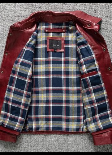 Real Leather Jacket for Men, Lapel Motorcycle Oil Wax Leather Jacket Slim Fit Sh